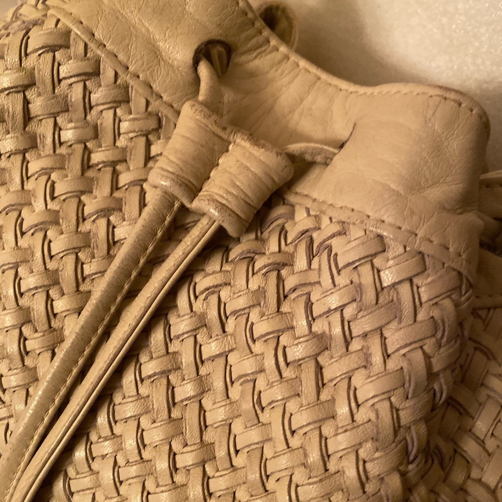 Cute drawstring purse with shoulder strap!